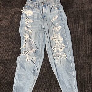 American Eagle Outfitters Ripped Light Blue Boyfriend Jeans